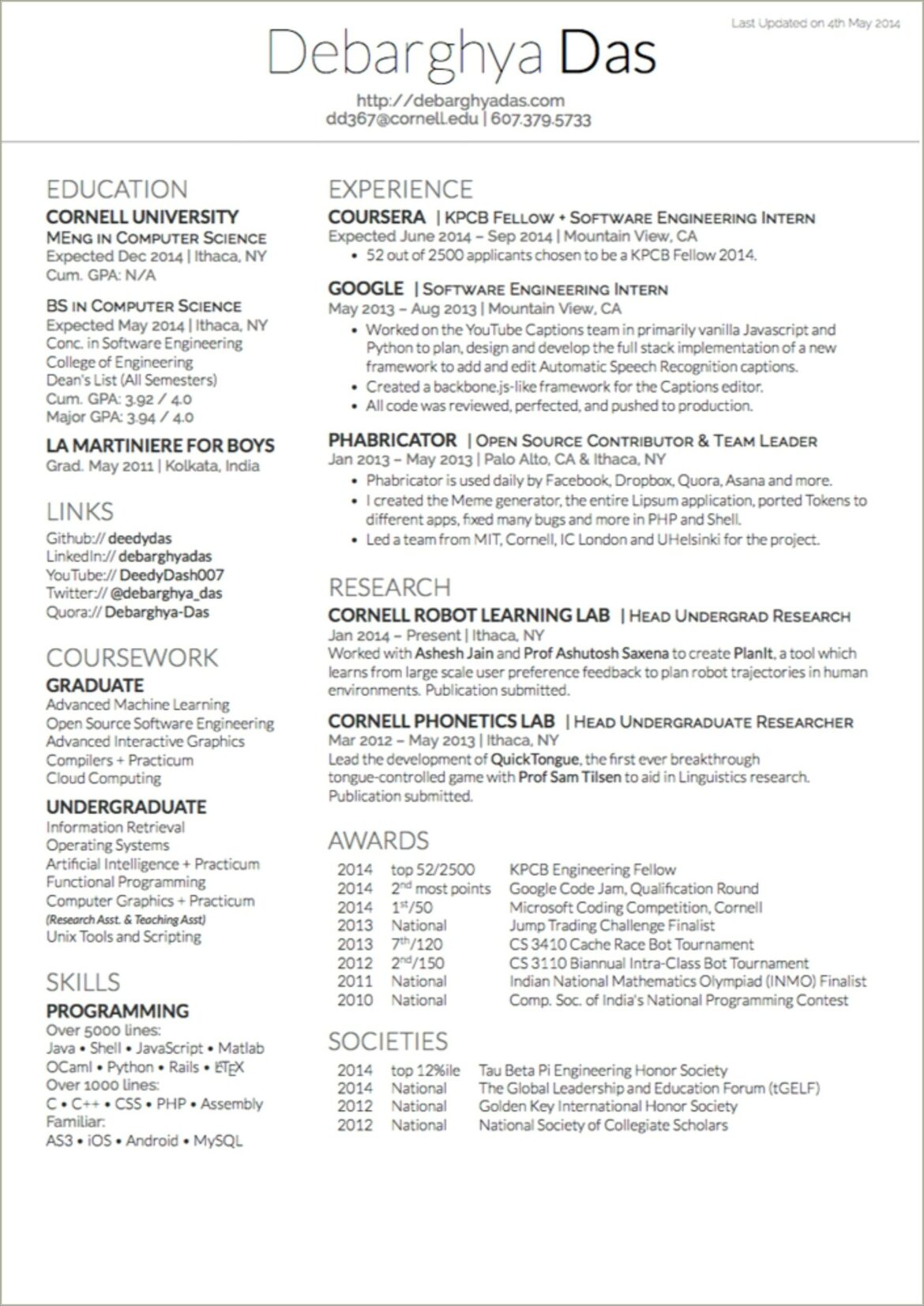 Grad School Resume Template With Gpa