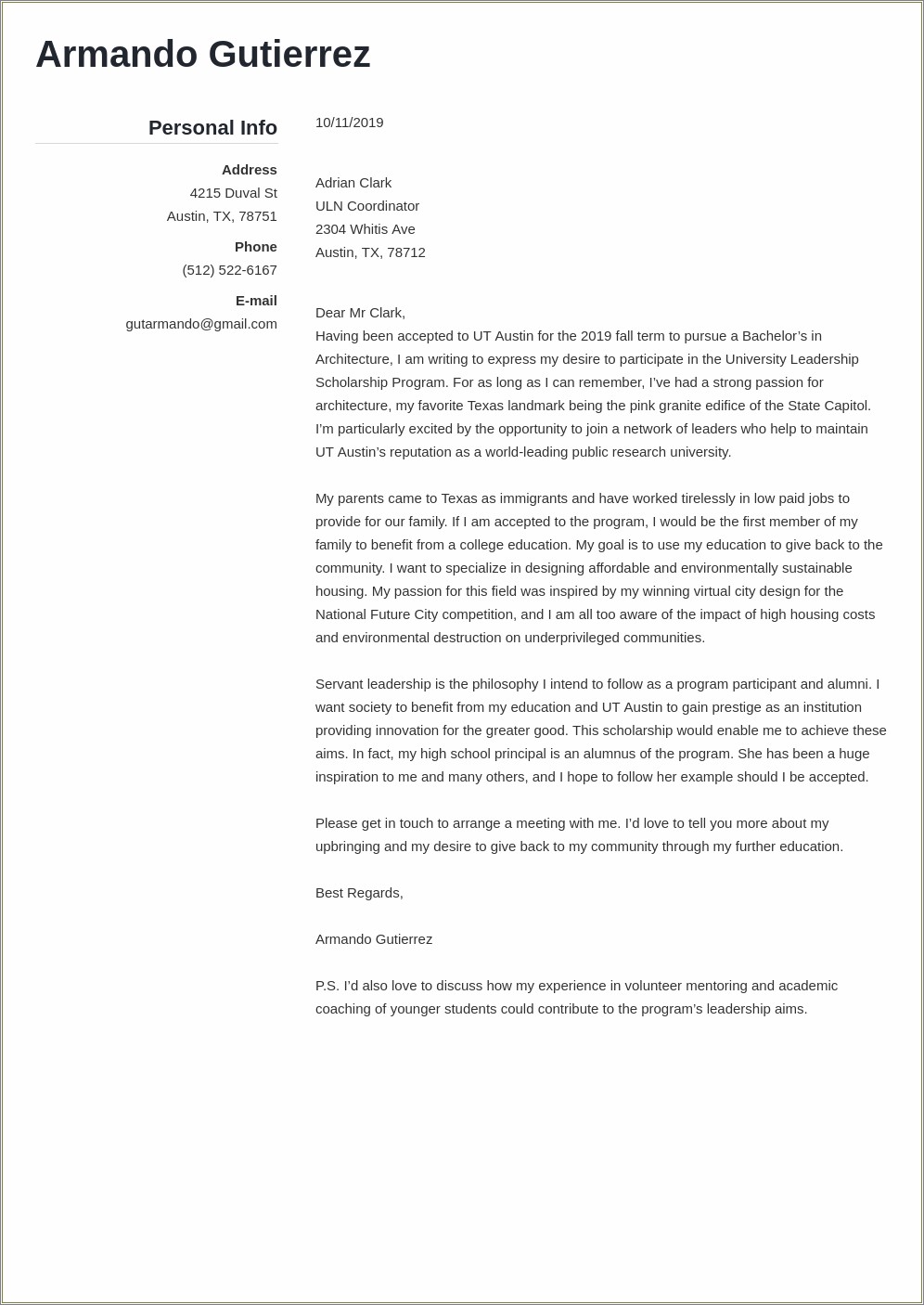 Graduate School Cover Letter And Resume