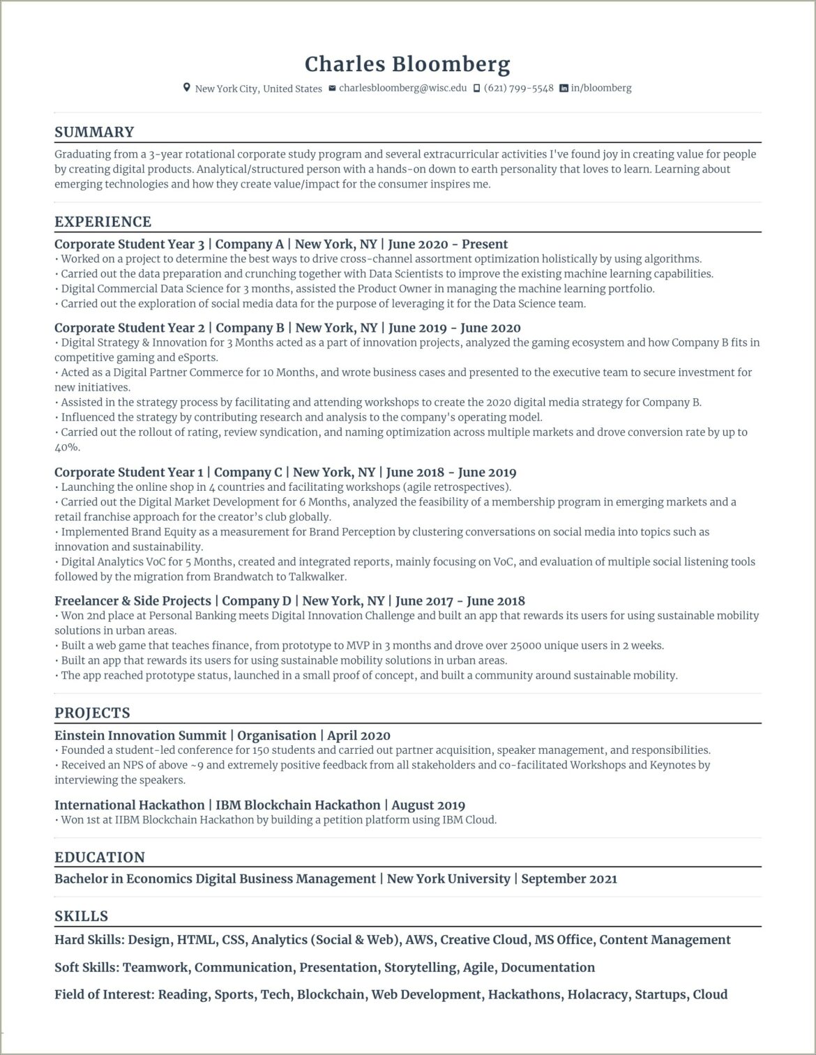 Graduate School Resume With No Work Experience