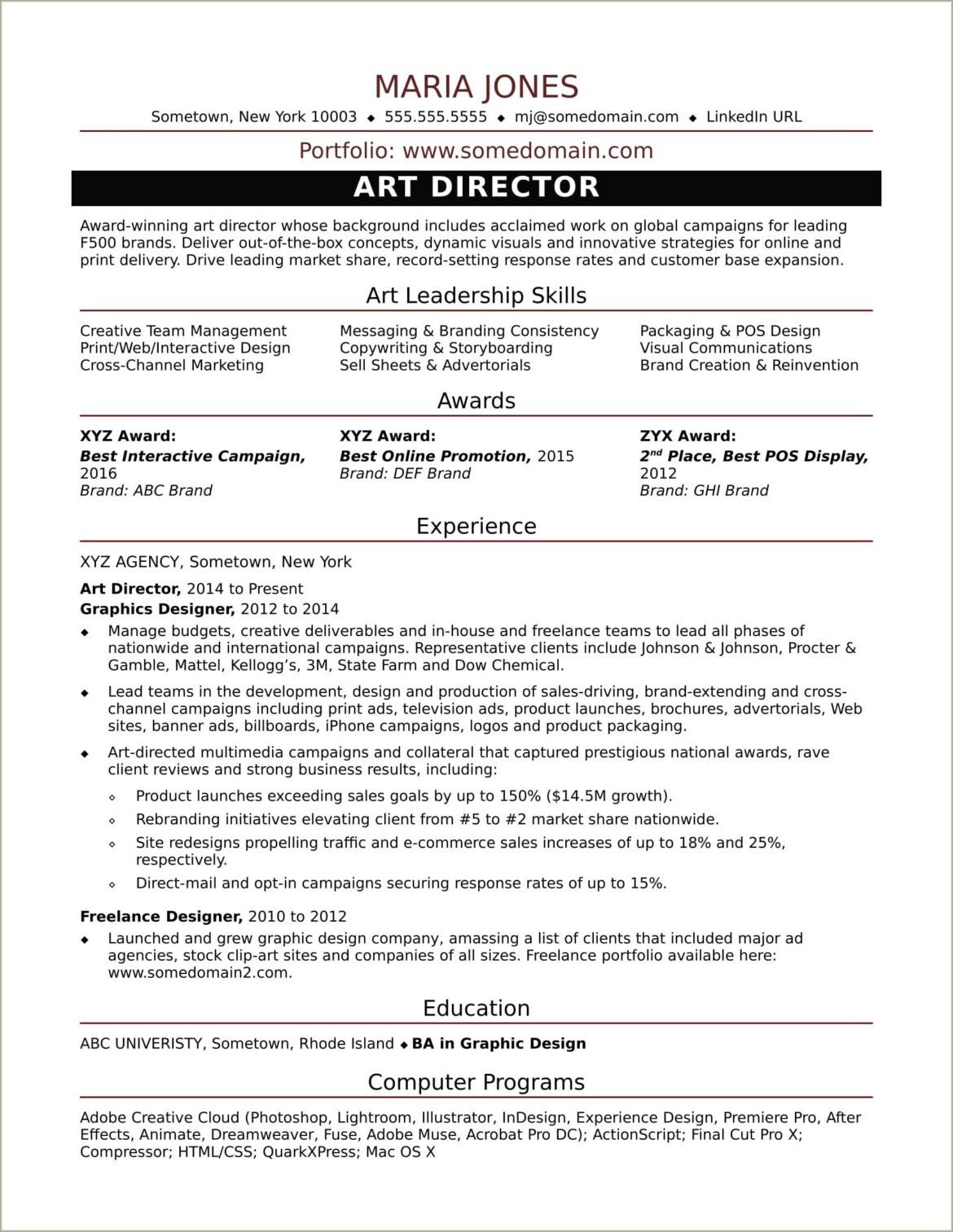 Graphic Design And Multimedia Development Experience Resume