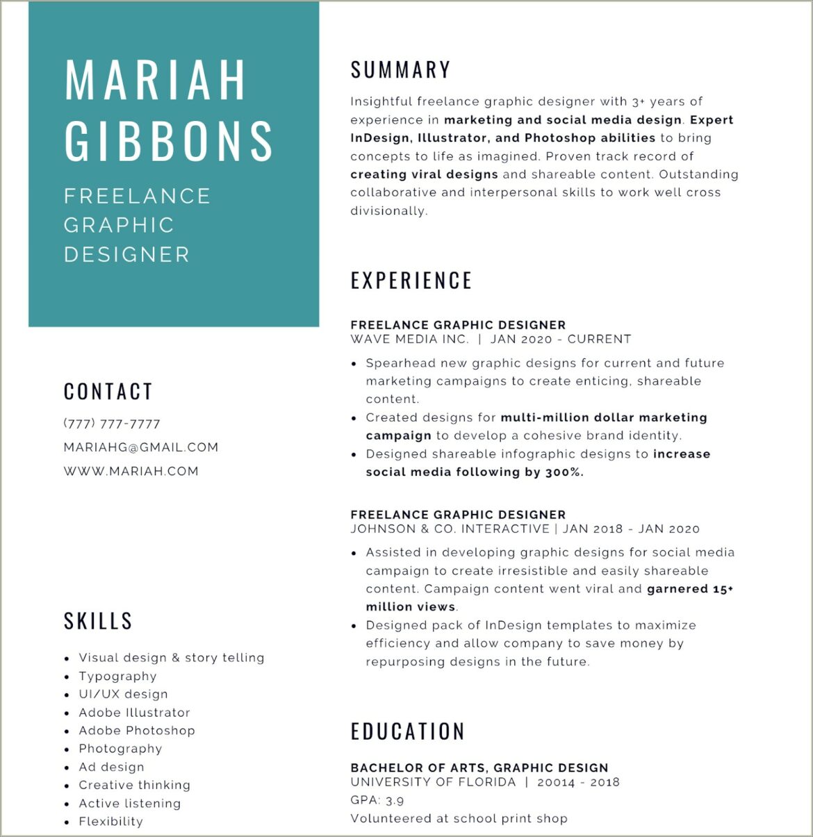 Graphic Design Experience With No Education Resume