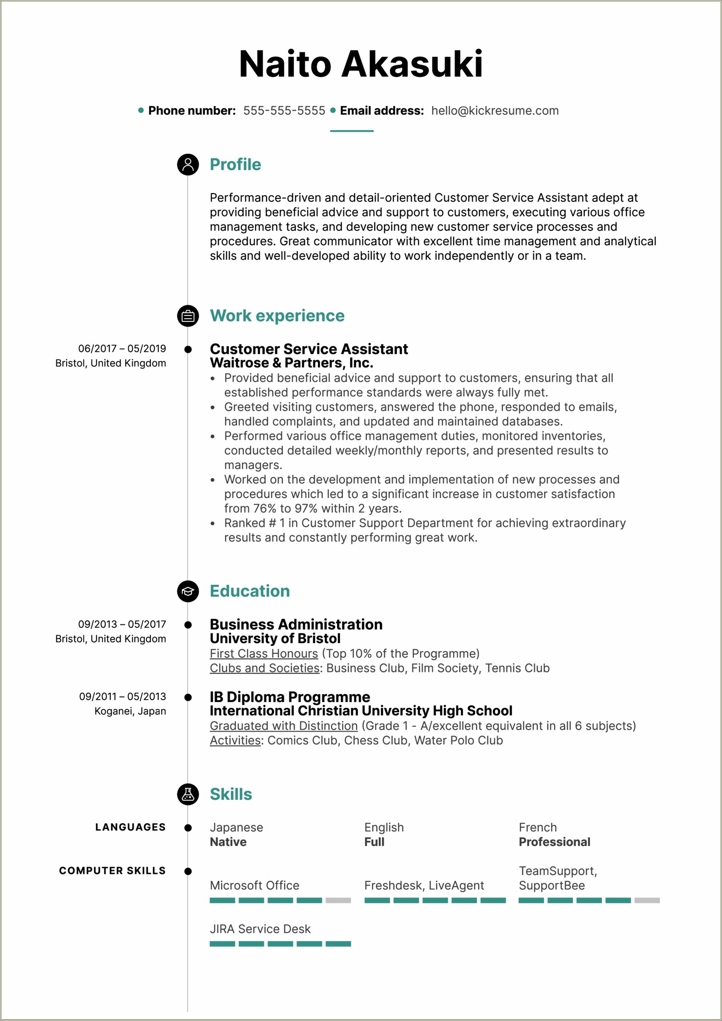 Great Customer Service Skills On Resume