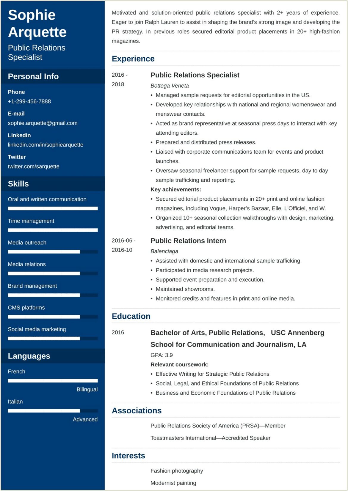 Great Federal Resume Examples Public Relations