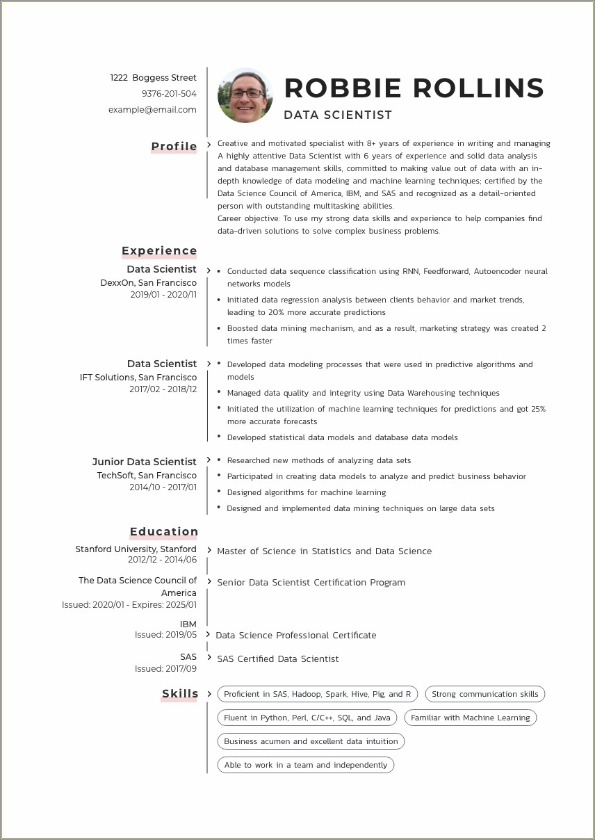 Great Profesisonal Behaviorial Science Summary Resume