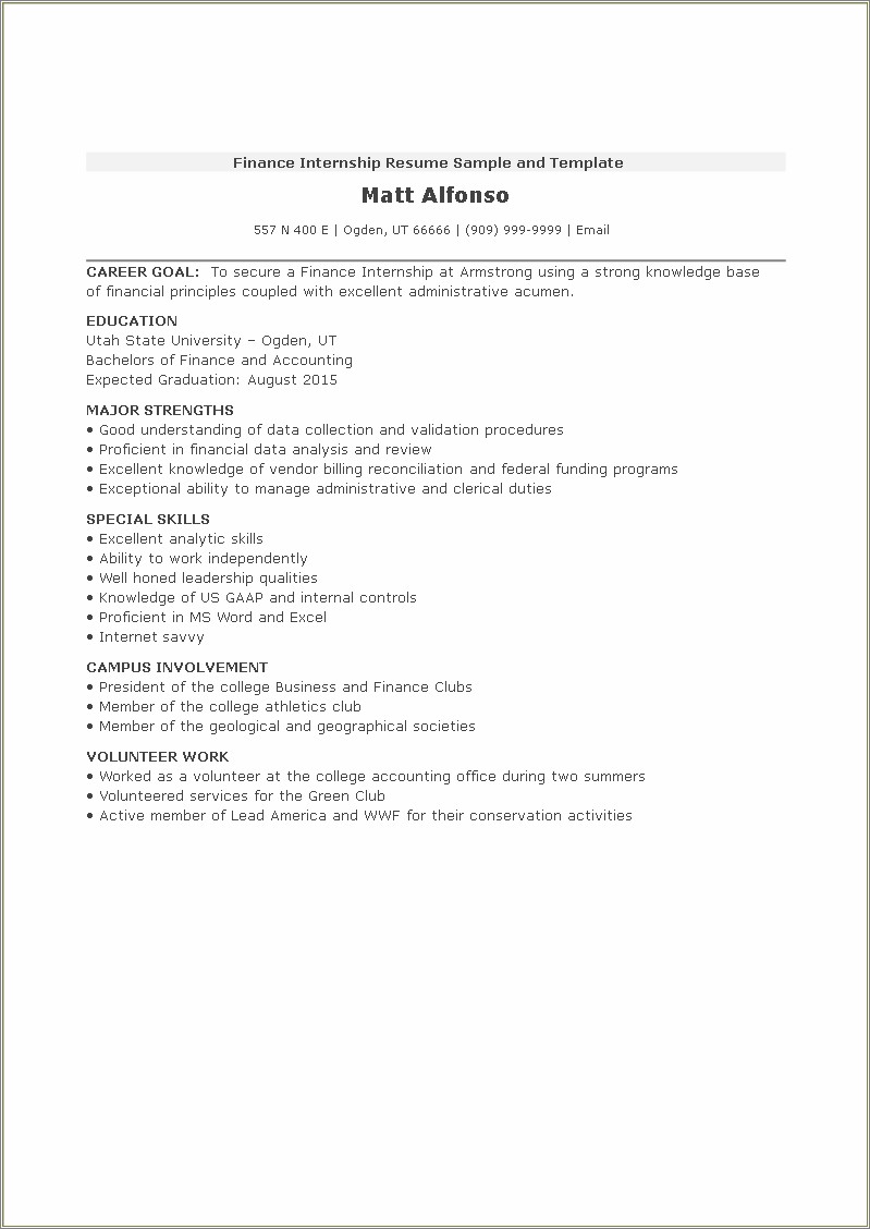 Great Resume Examples For College Graduates For Geology