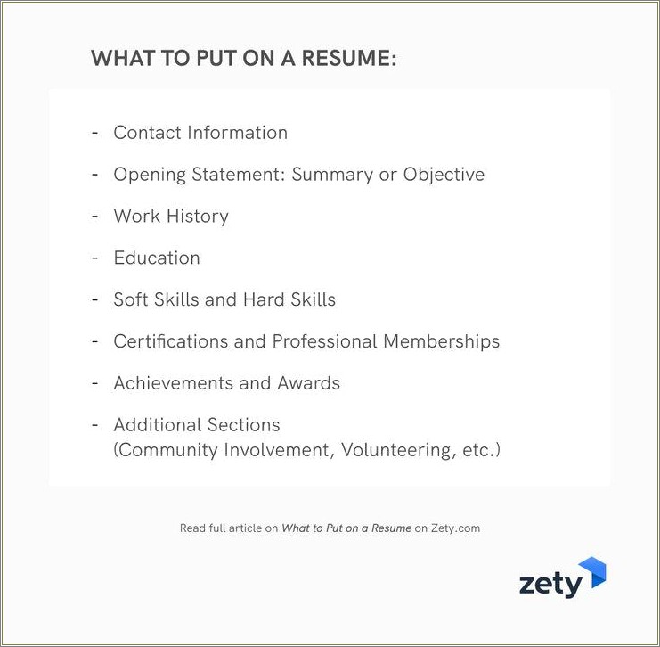 Great Things To Put In A Resume