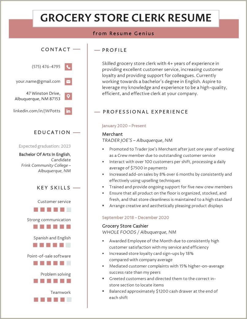 Greatest Resume For Whole Foods Example