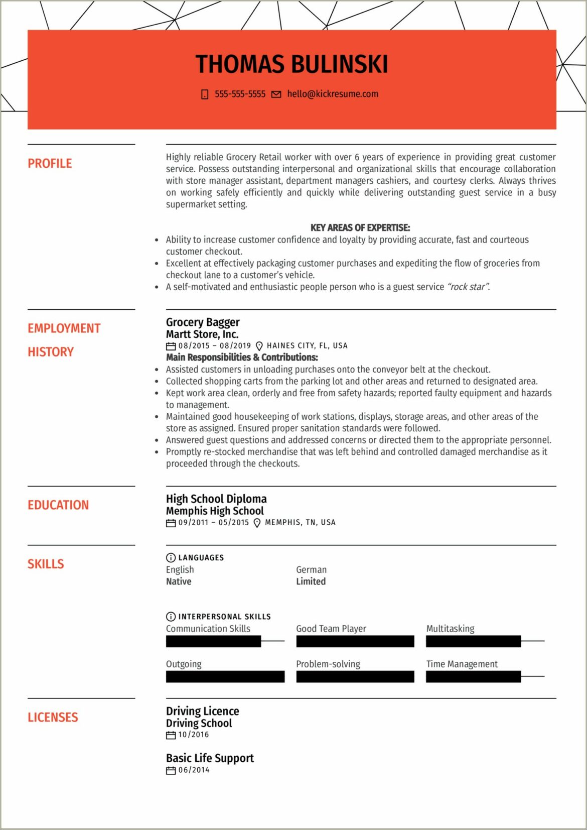 Grocery Store Customer Service Manager Resume