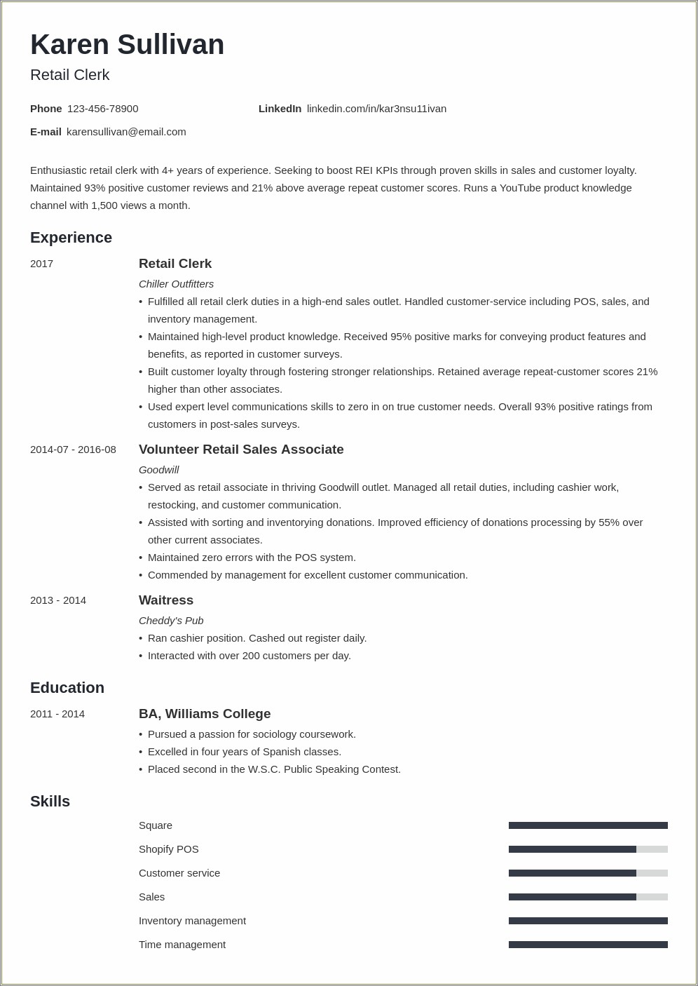 Grocery Store Job Description For Resume