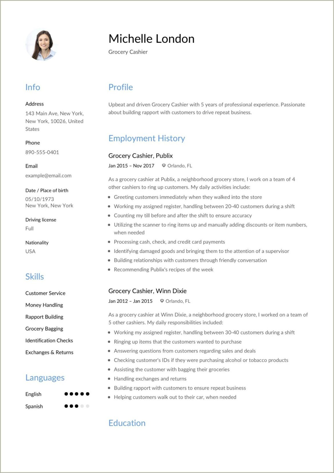 Grocery Store Manager Job Description Resume