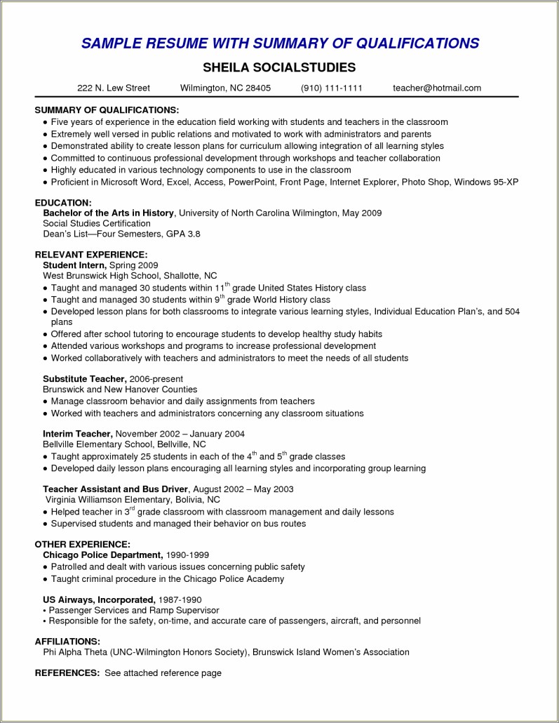 Grounds Man Resume Summary Of Qualifications