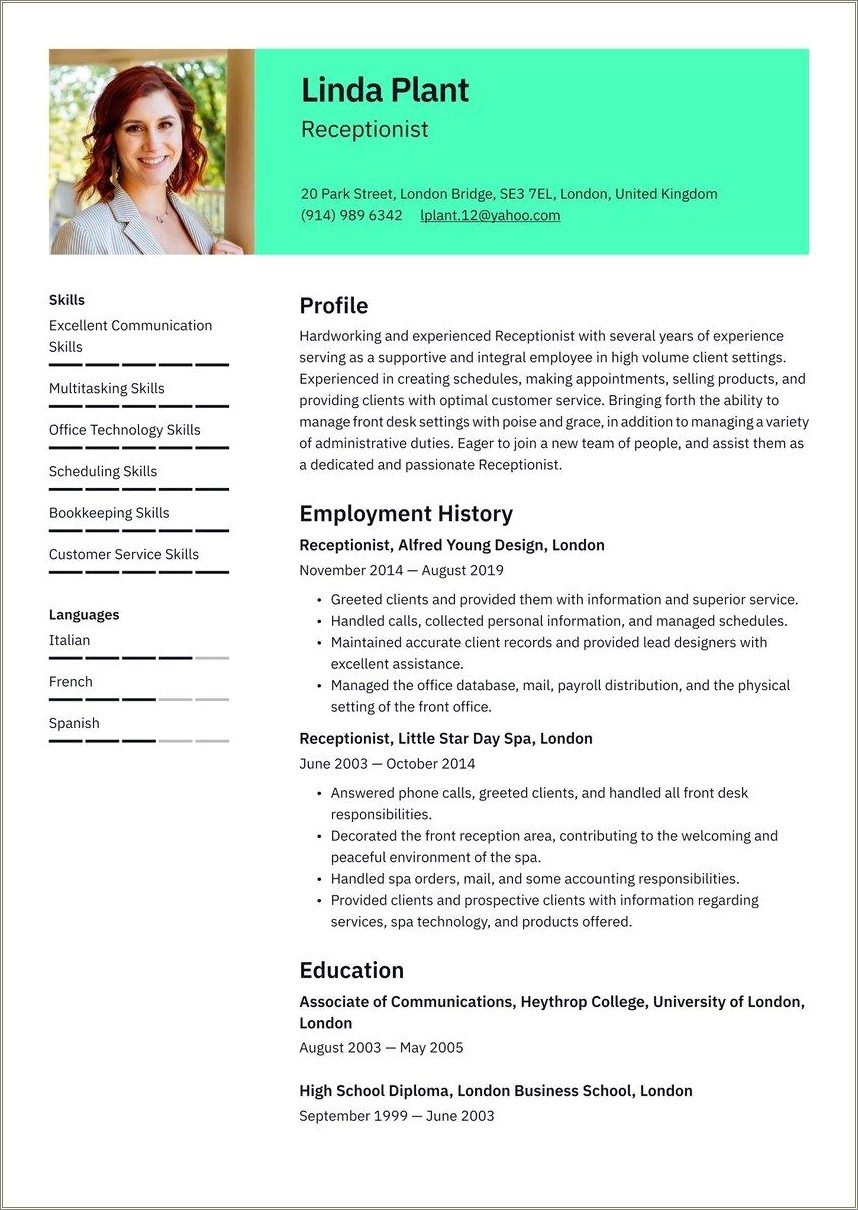 Gym Front Desk Associate Resume Sample