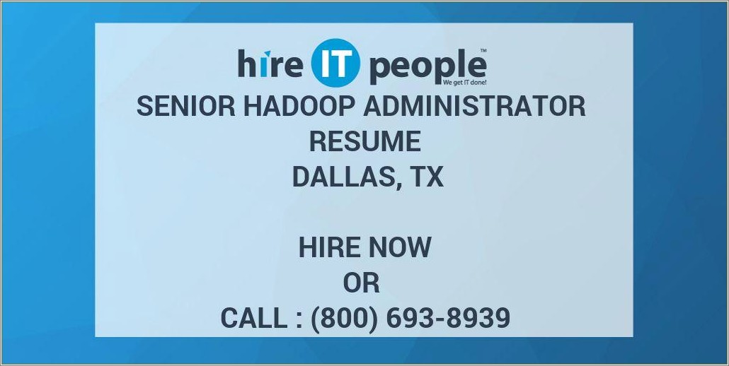 Hadoop Admin Resume 2 Years Experience