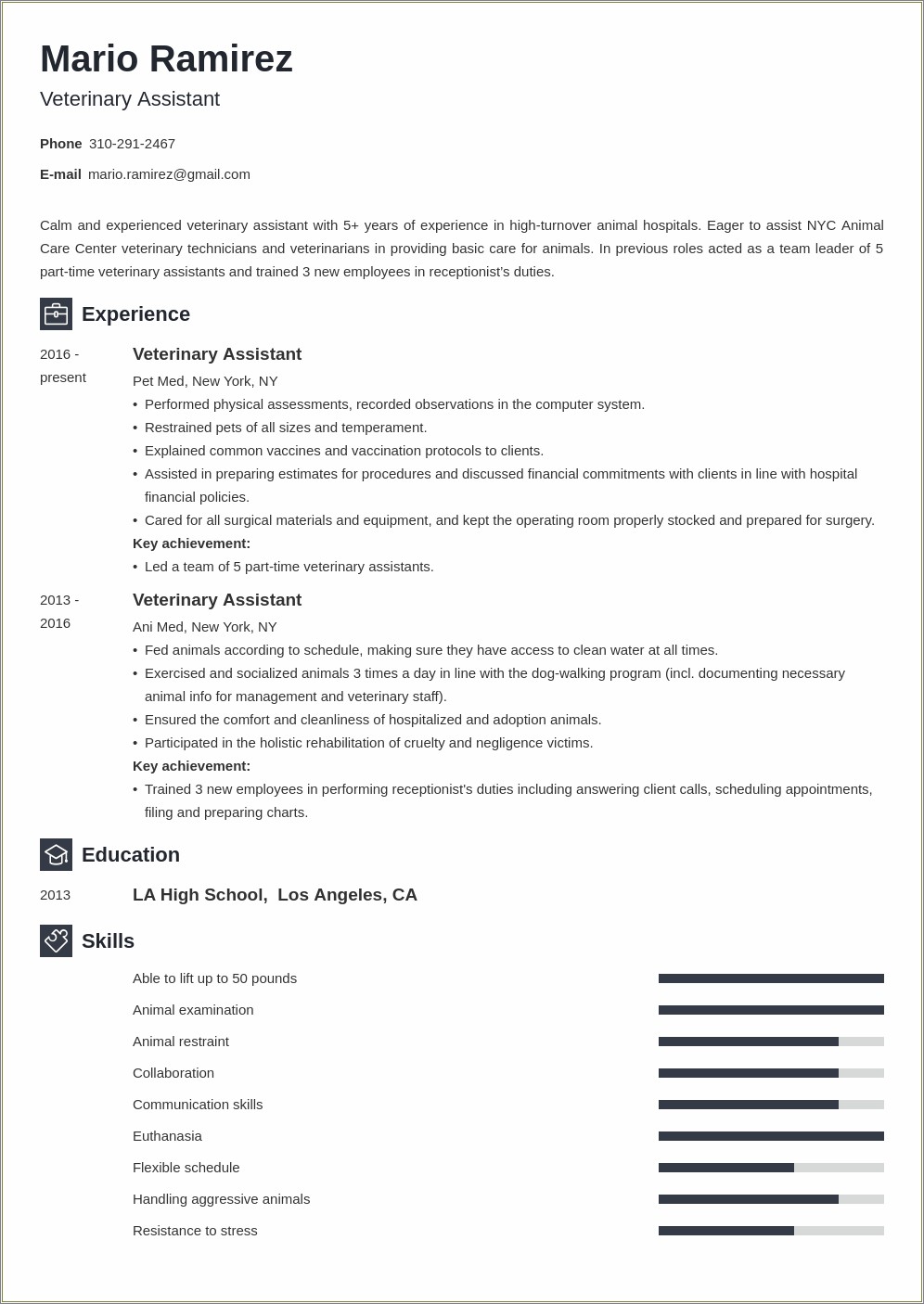 Handling Animals As A Skill In A Resume