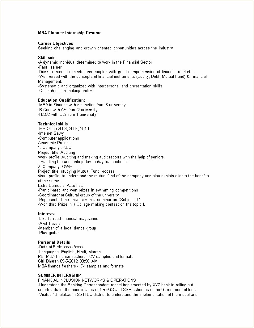 Haravad Business School Resume Format.doc