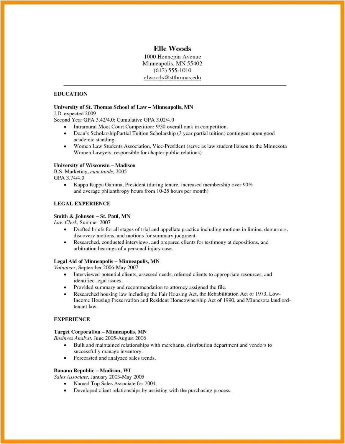 Harvard Law School Resume Word Doc