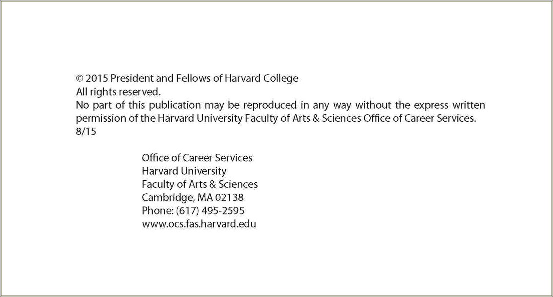 Harvard Ocs Resume And Cover Letter