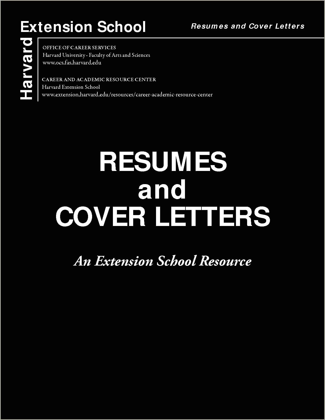 Harvard Resume And Cover Letter Guide