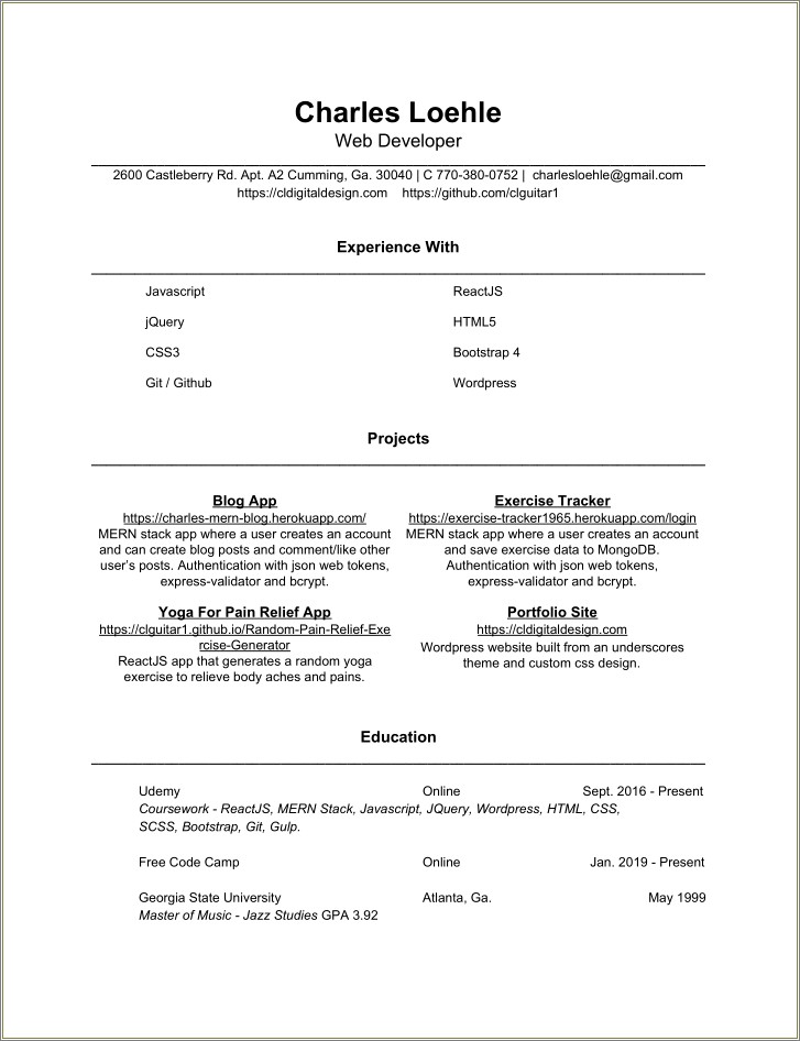 Have No Experience In Development Resume