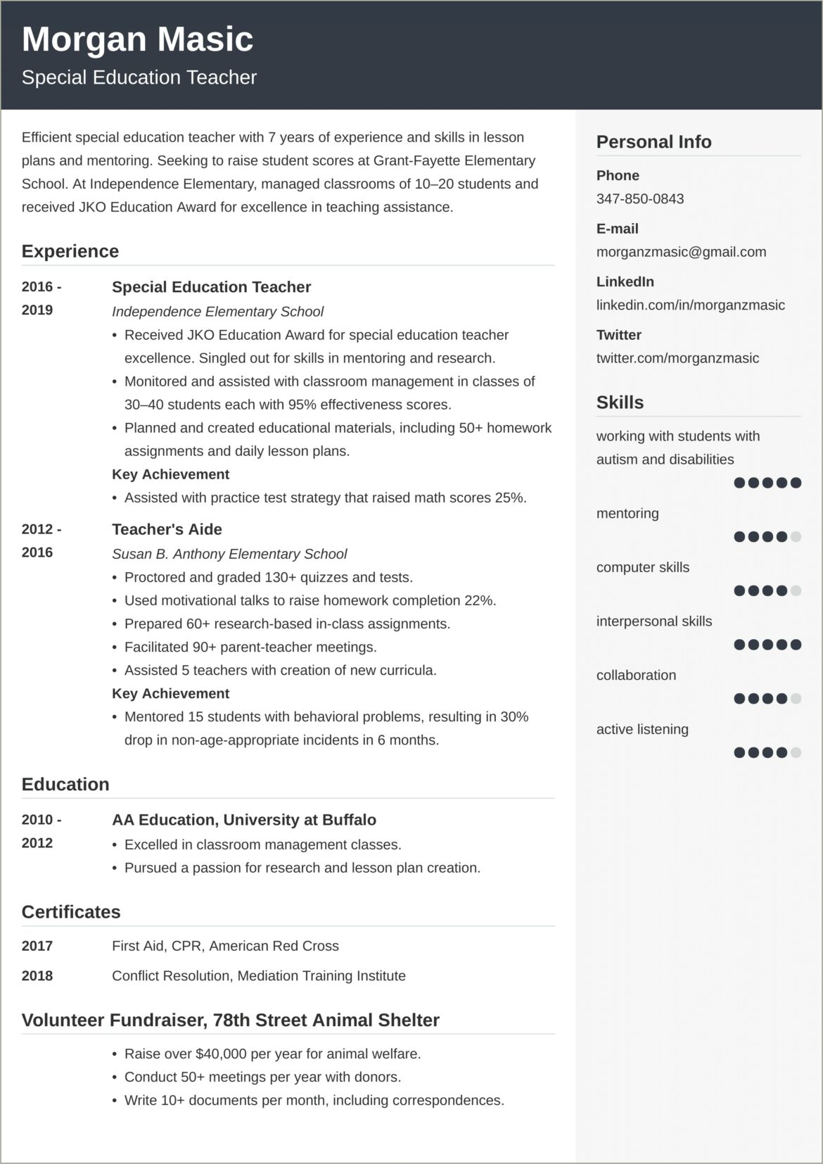 Head Start Teacher Description For Resume