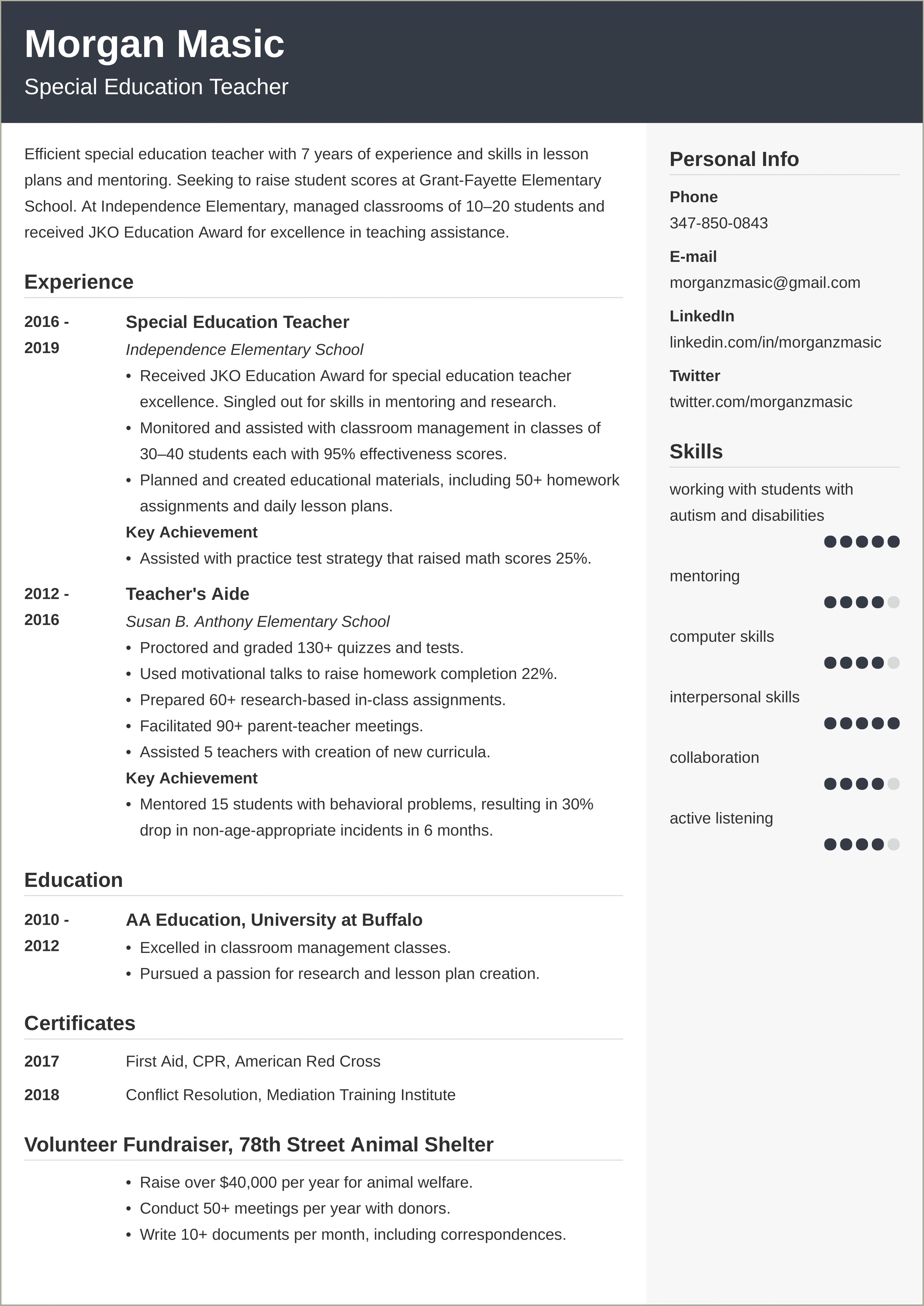Head Start Teacher Description For Resume