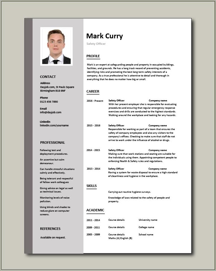 Health And Safety Resume Cover Letter Samples