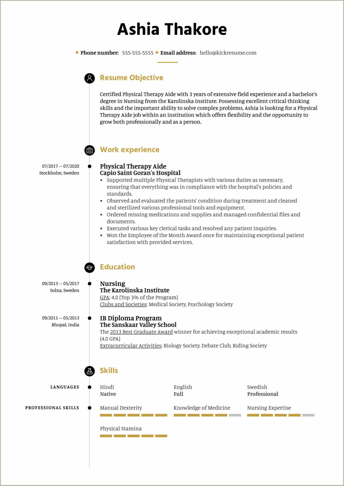 Health Care Aide Resume Objective Examples