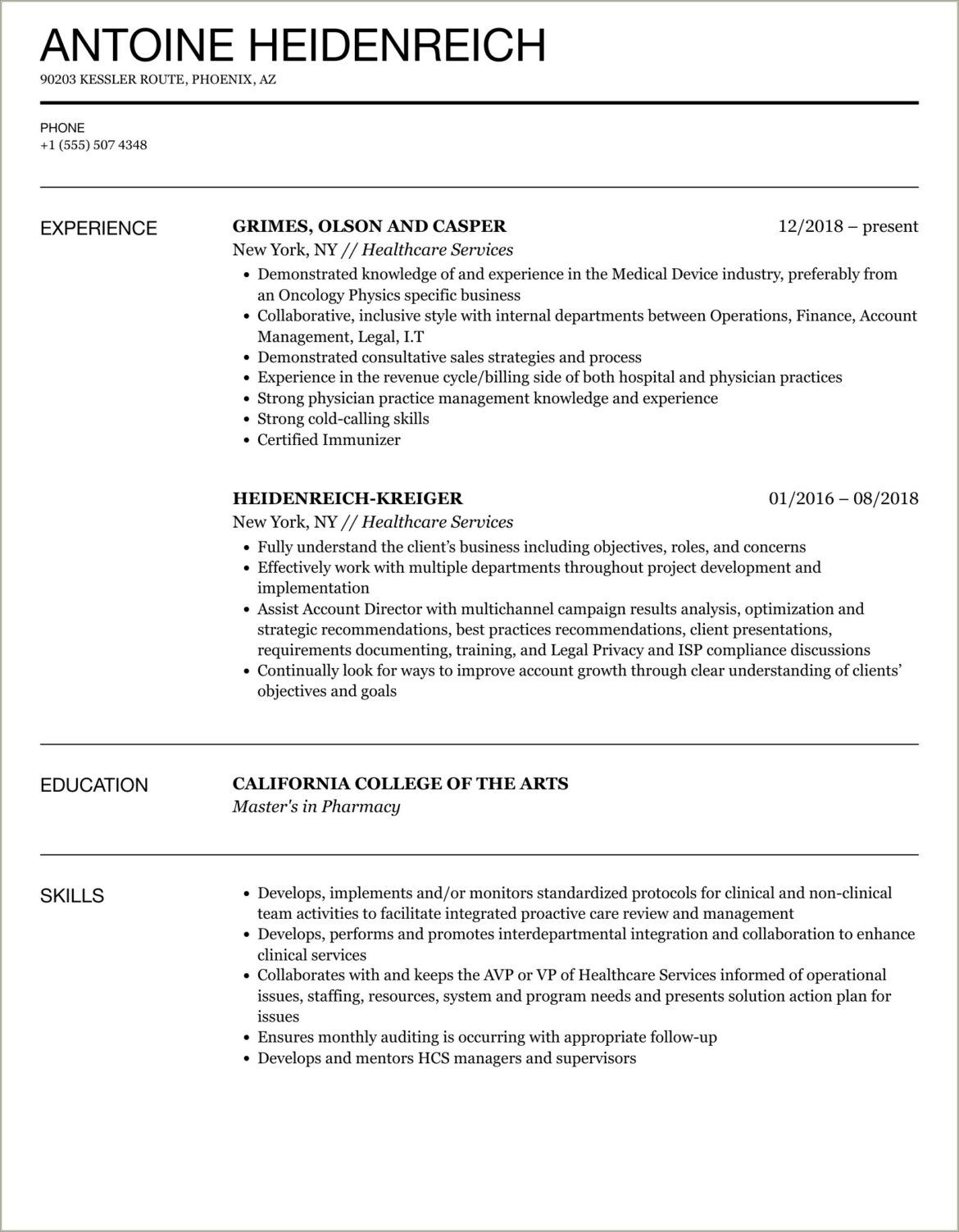 Health Care Objectives Examples For Resumes