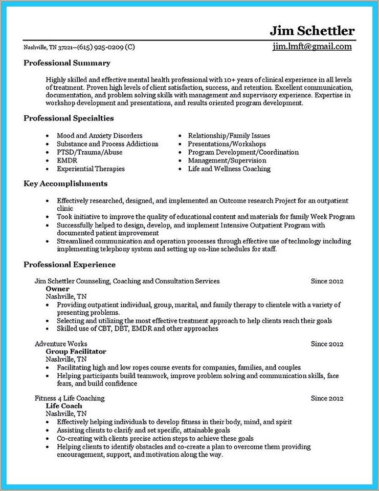 Health Coach Professional Summary On Resume