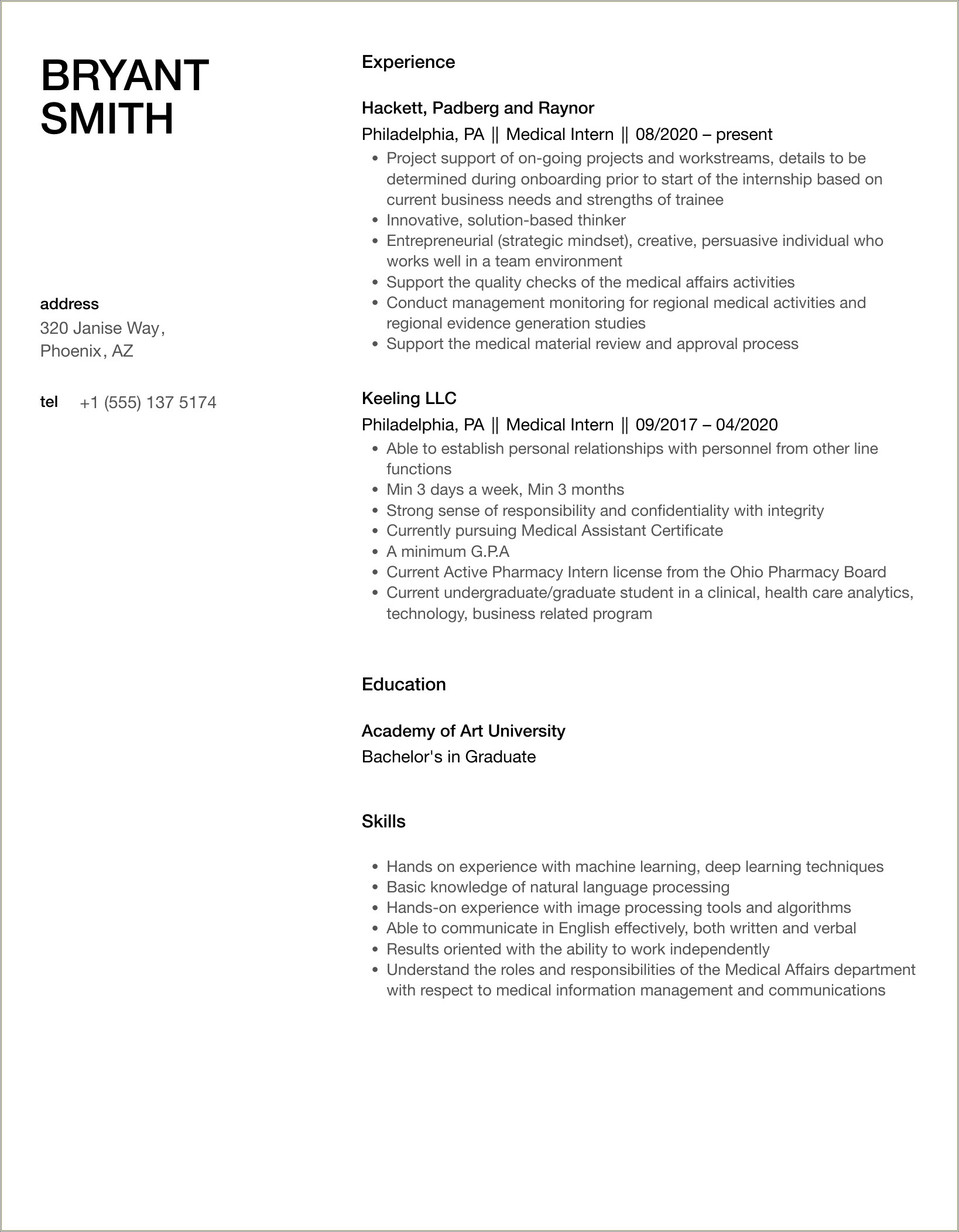 Healthcare Finance Intern Job Description For Resume