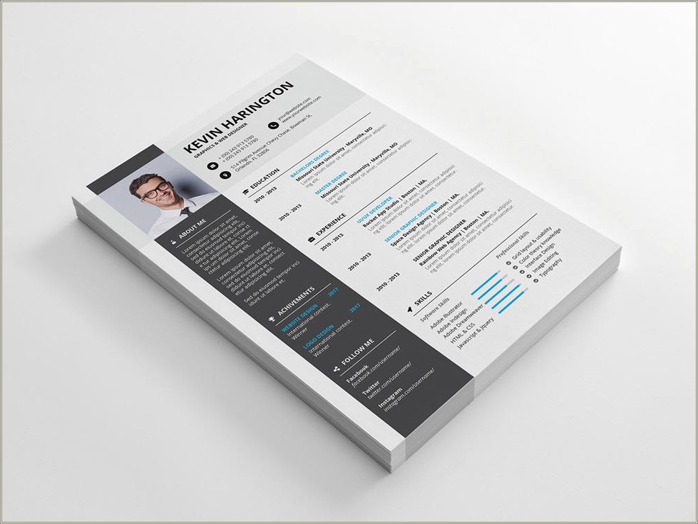 High Quality Resume Cv For Word Indd