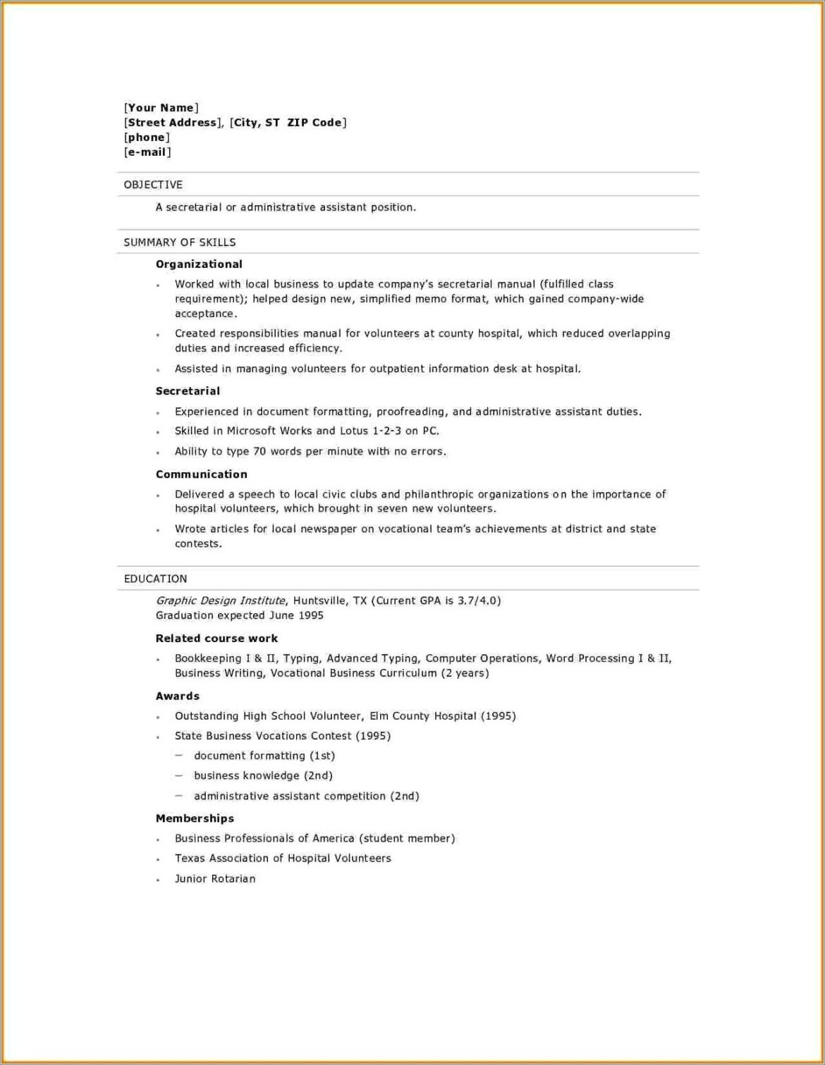 High School Degree Name On Resume