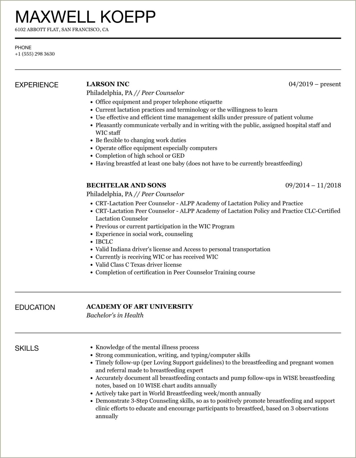 High School Guidance Counselor Resume Sample