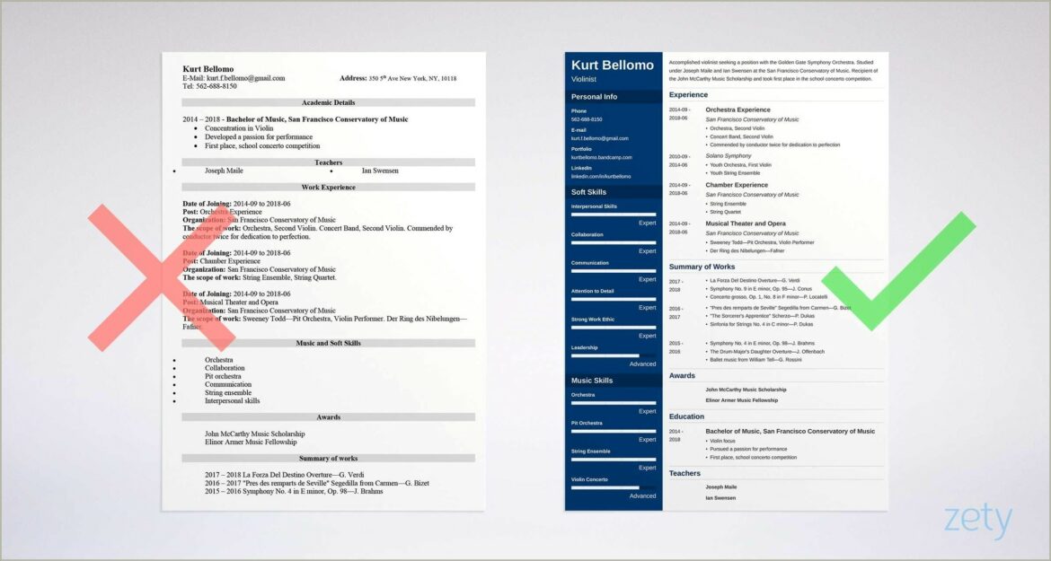 High School Msic Student Resume Template