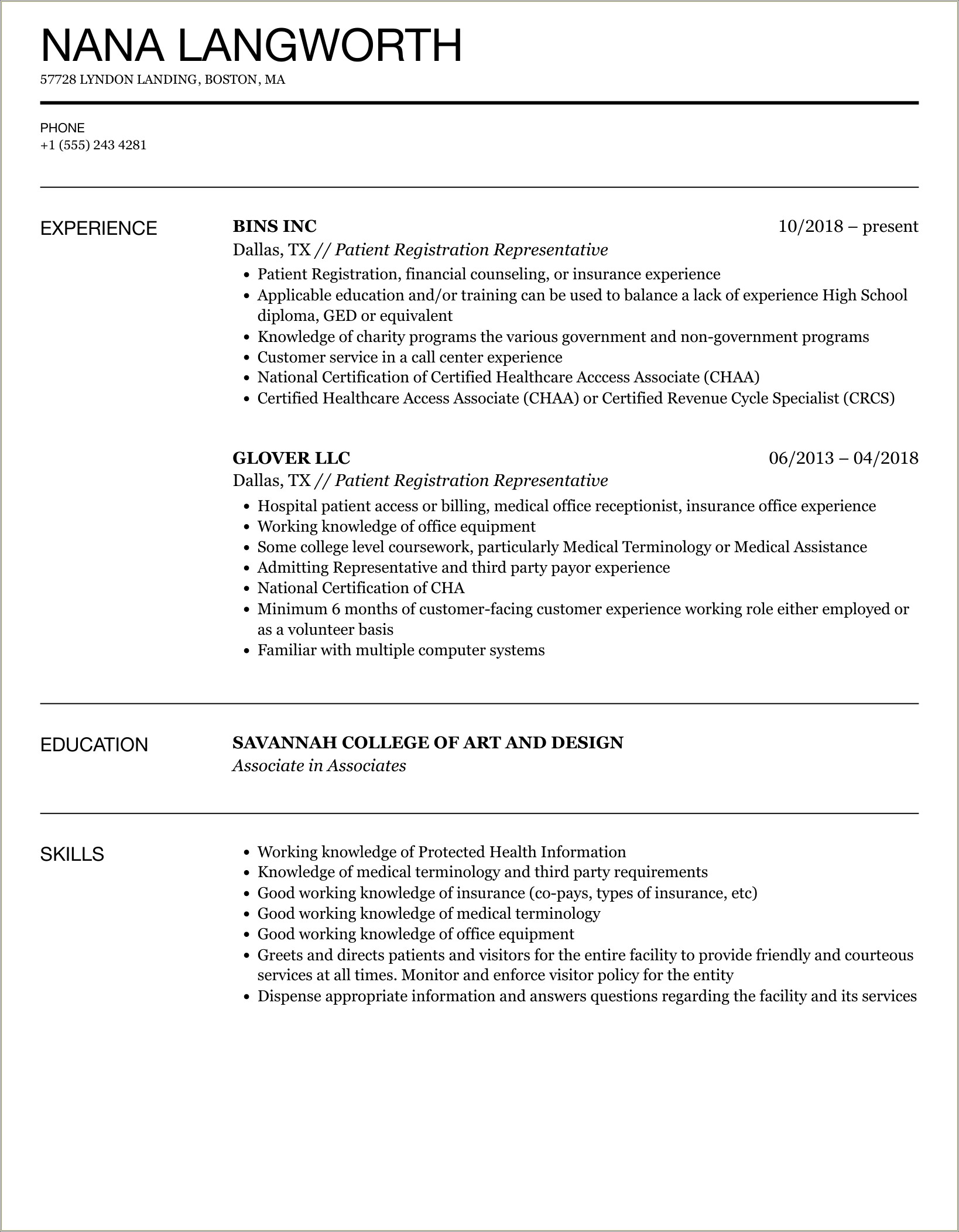 High School Registrar Resume Job Description