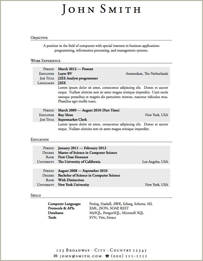 High School Resume For Students Format