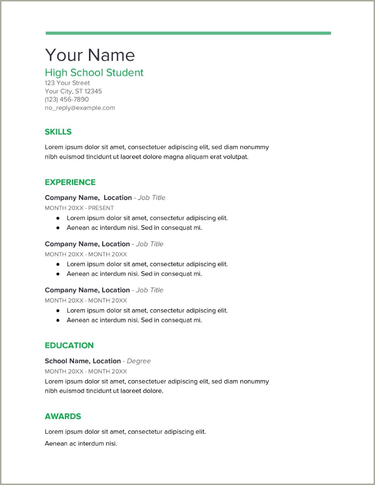 High School Resume Step By Step