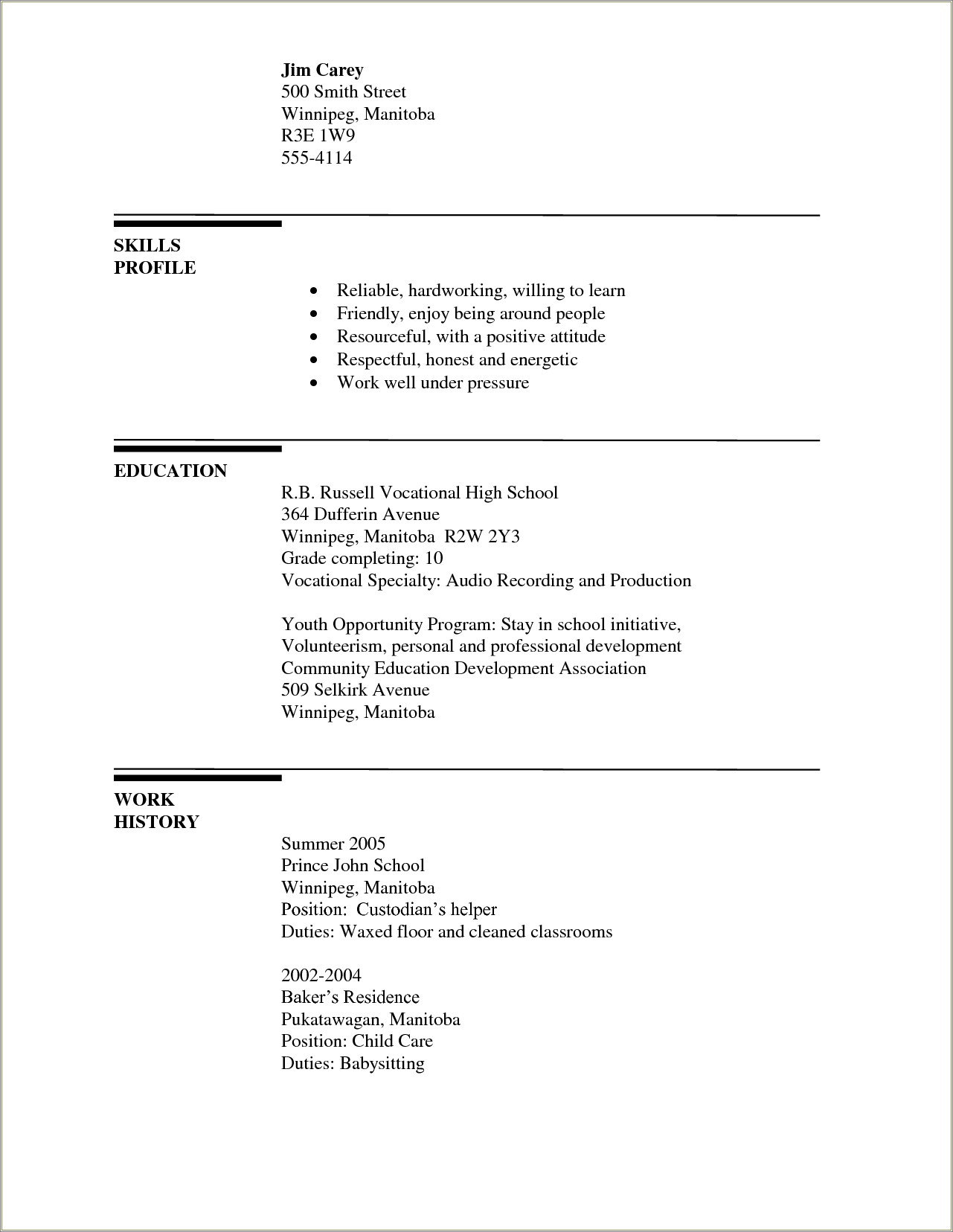 High School Resume Template For Hospital