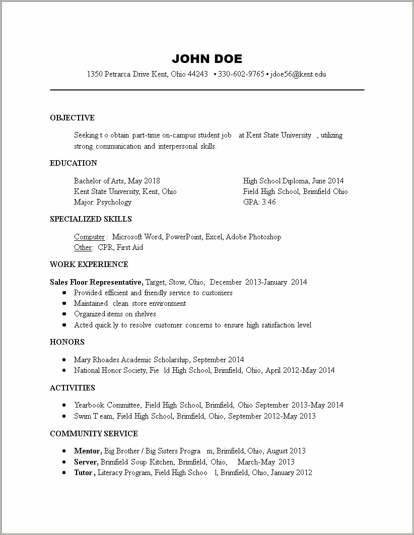 High School Resume Word Document Temp