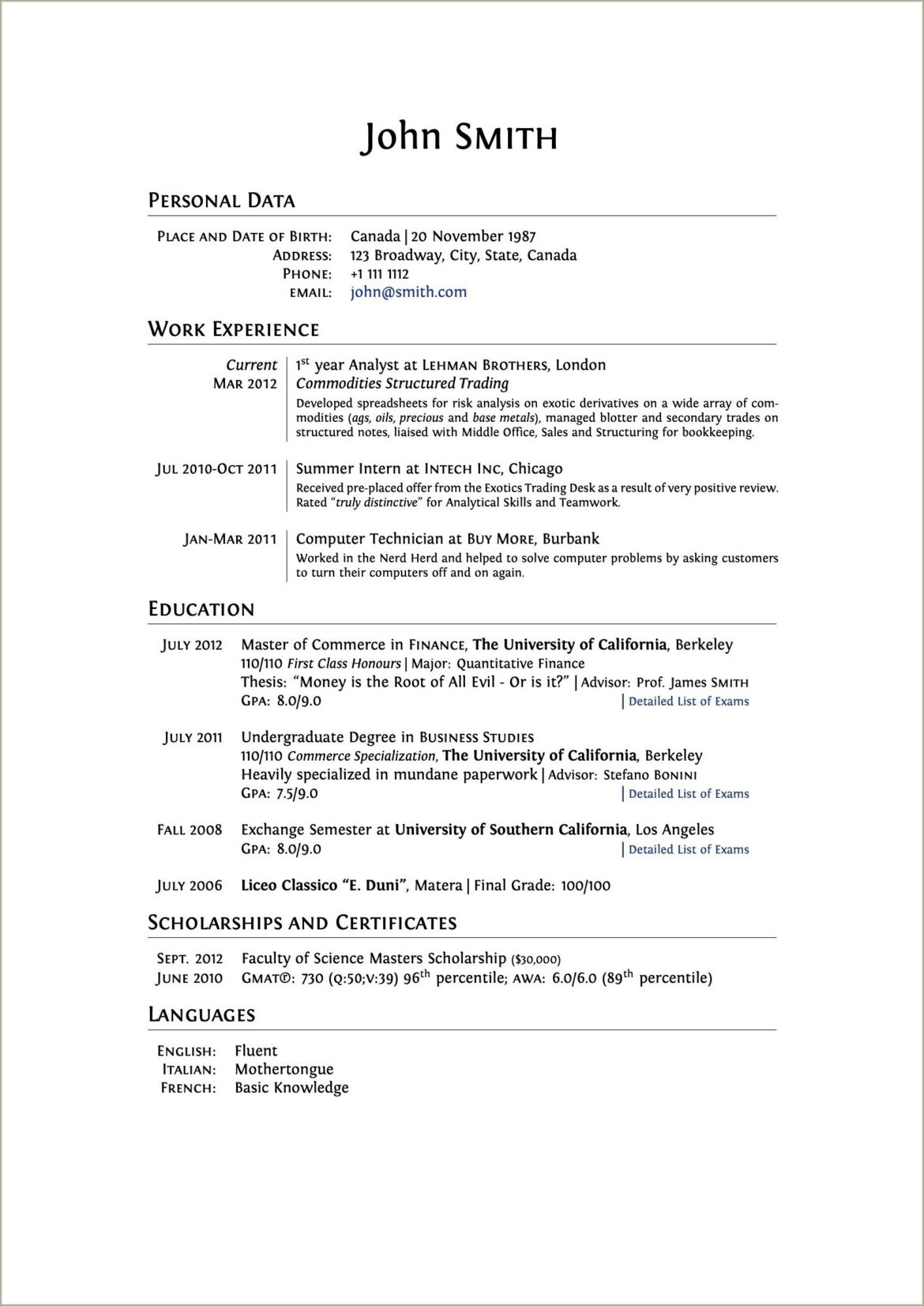 High School Student Beginner First Job Resume