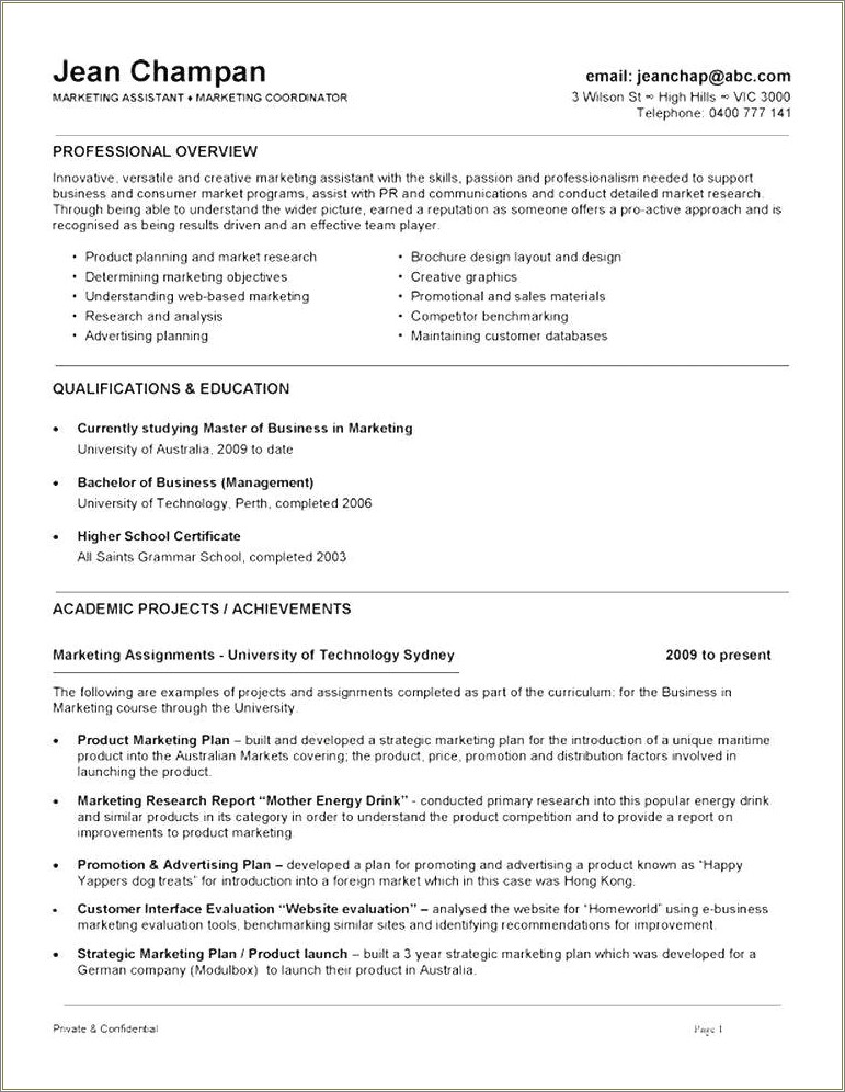 High School Student First Resume Template