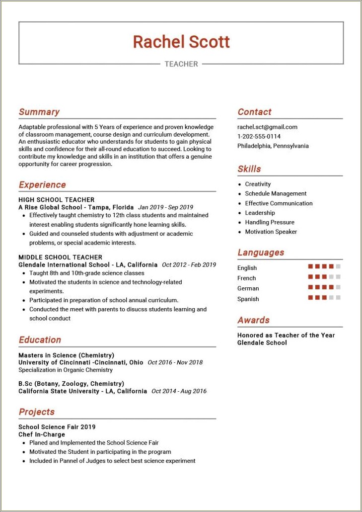 High School Student Resume Examples Pdf