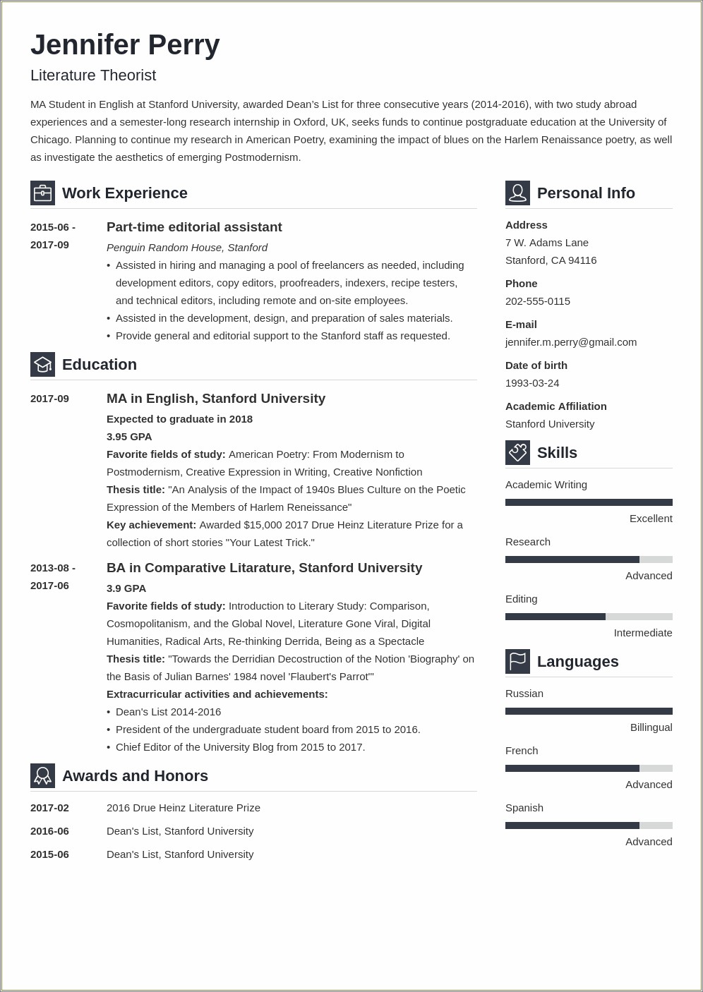 High School Student Resume Template For Scholarships
