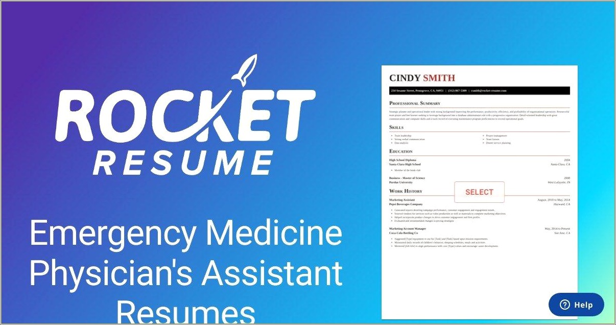 Highlhgint Emergency Medicine Experience On Resume Pa