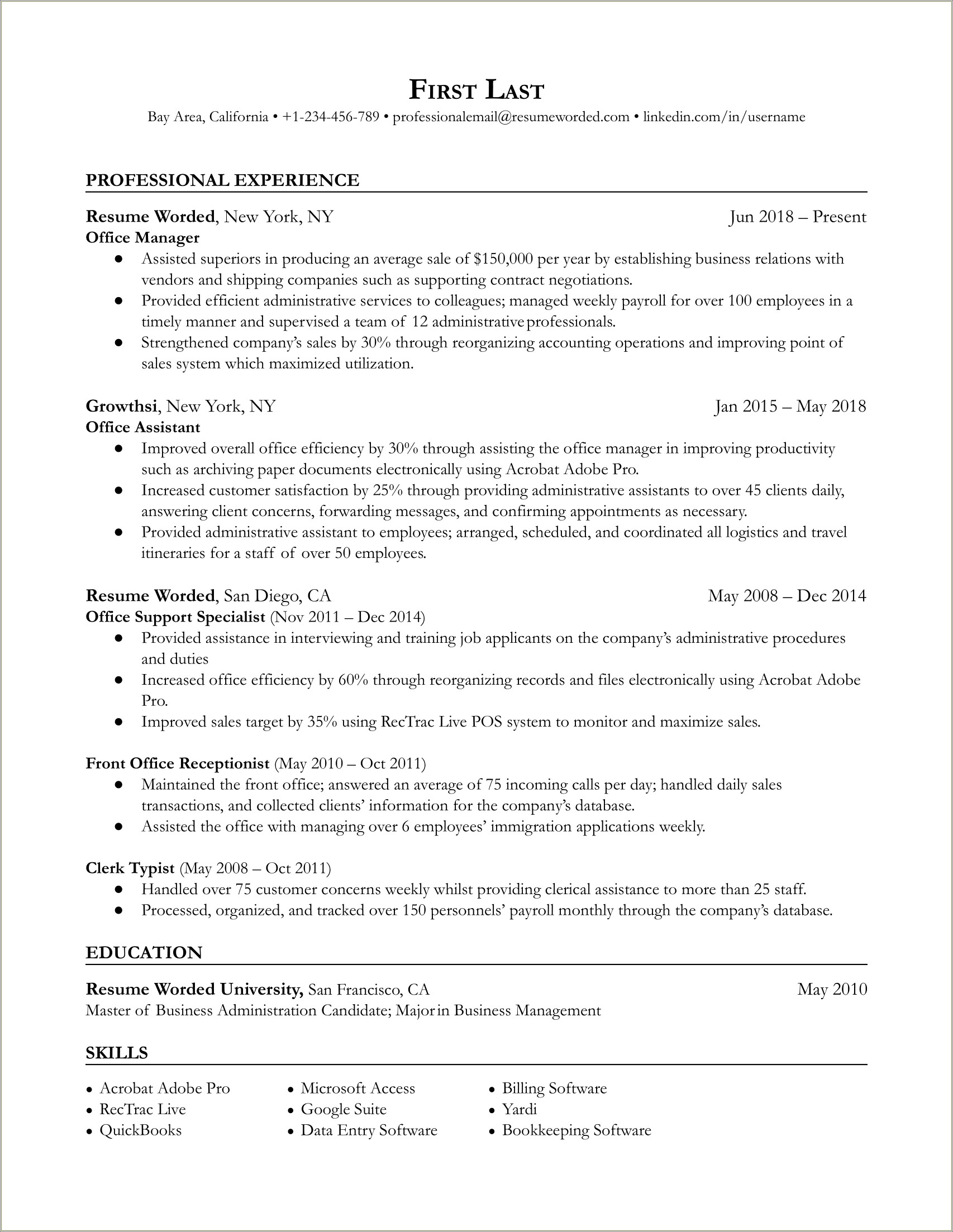 Highlight Skills For Resume Department Lead