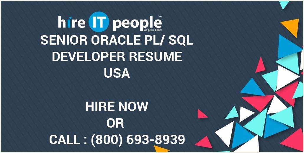 Hireit Oracle Pl Sql Resume 3 Years Experience