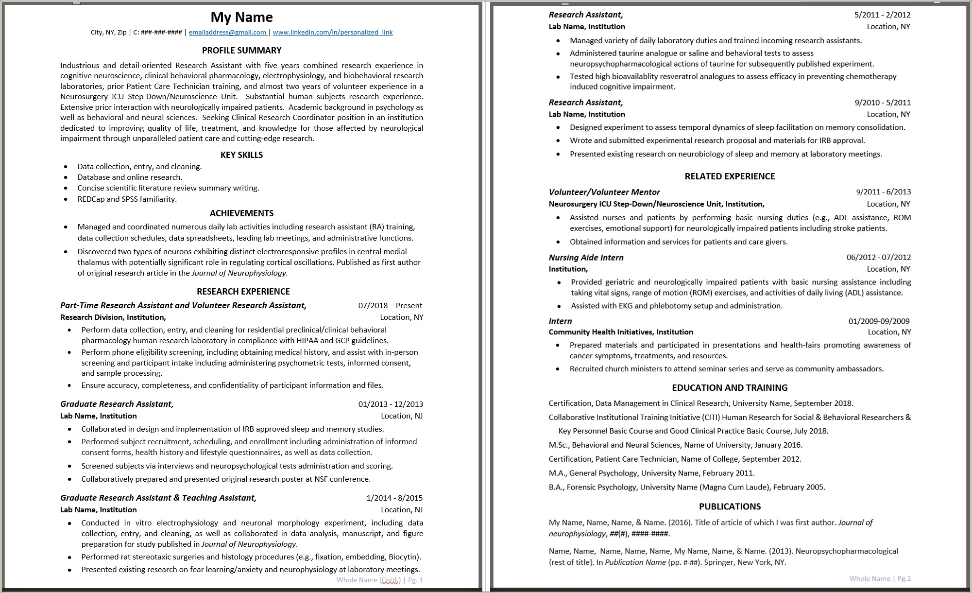 Histology Lab Assistan Job Description For Resume