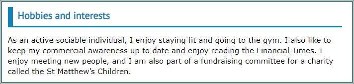 Hobbies And Interests For A Job Resume