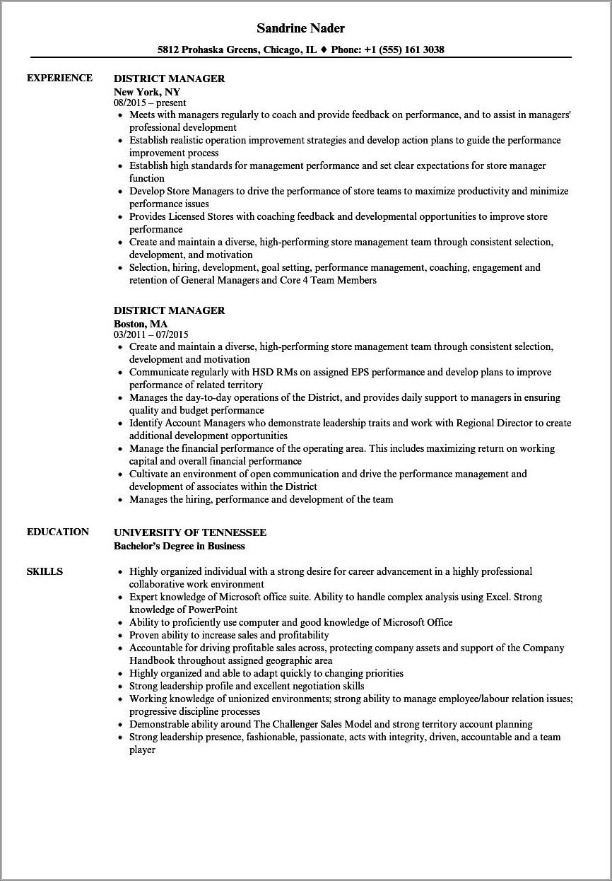 Home Depot Assistant Store Manager Resume