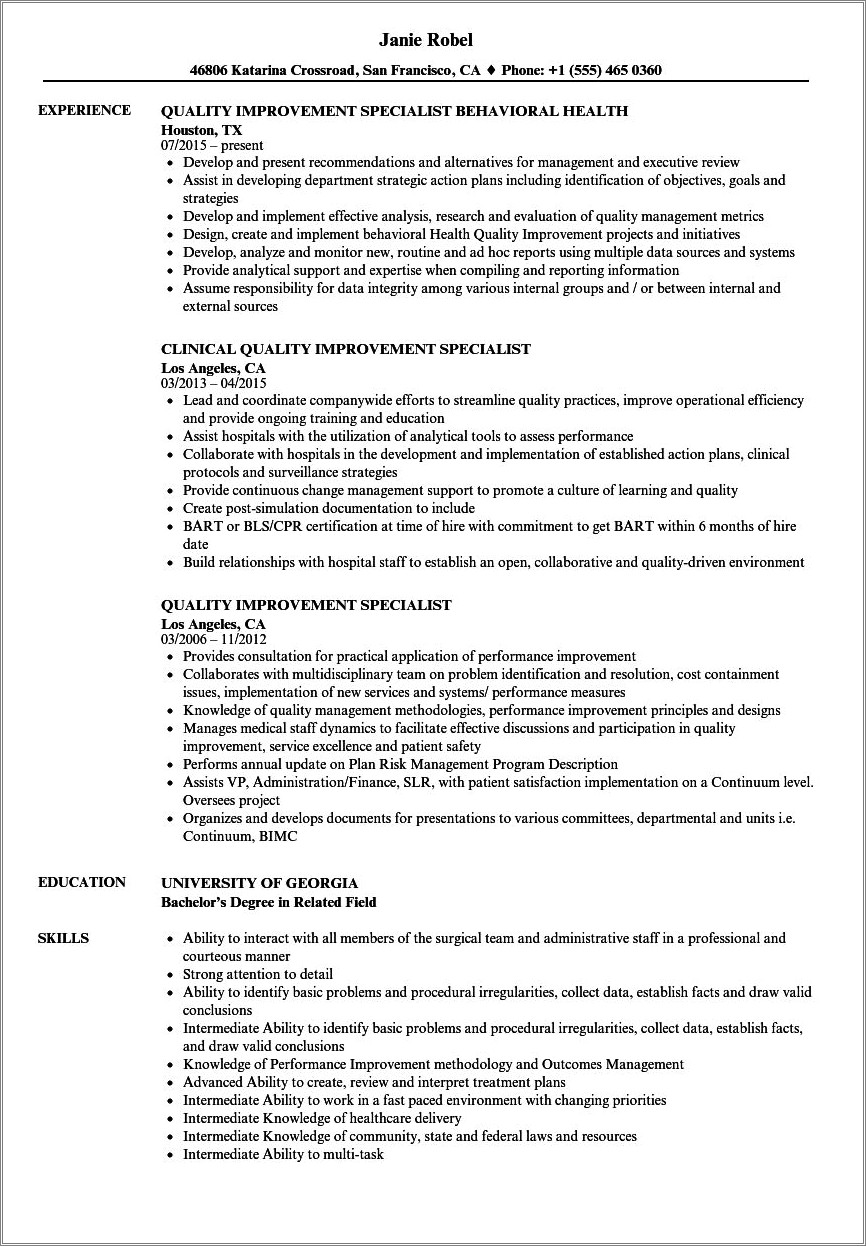 Home Health Qa Qi Job Description Resume